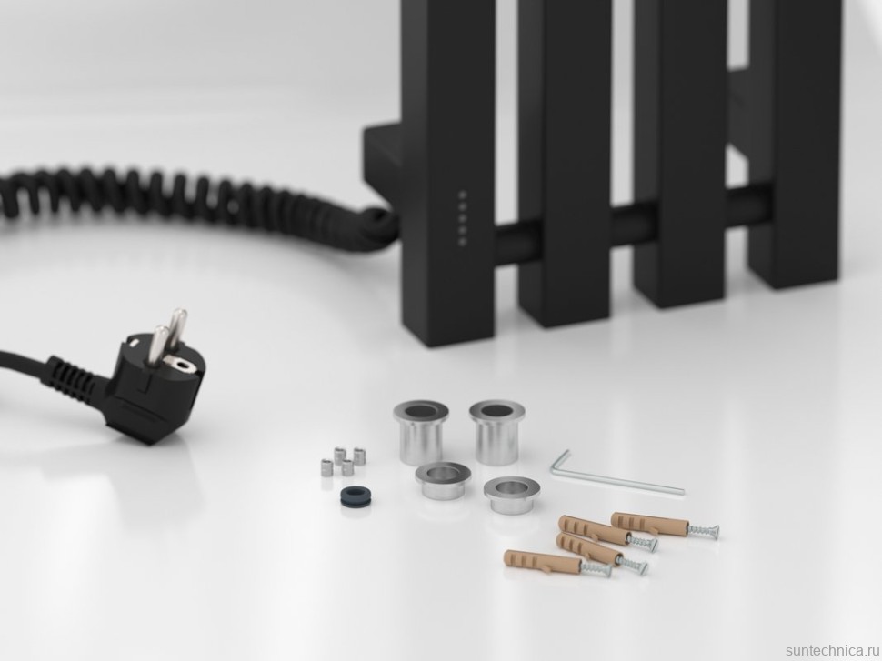 Полотенцесушитель электрический Сунержа Сатерленд 4.0 31-0854-1215 120x20 см, подключение слева, скрытое подключение слева, матовый черный, I-образный