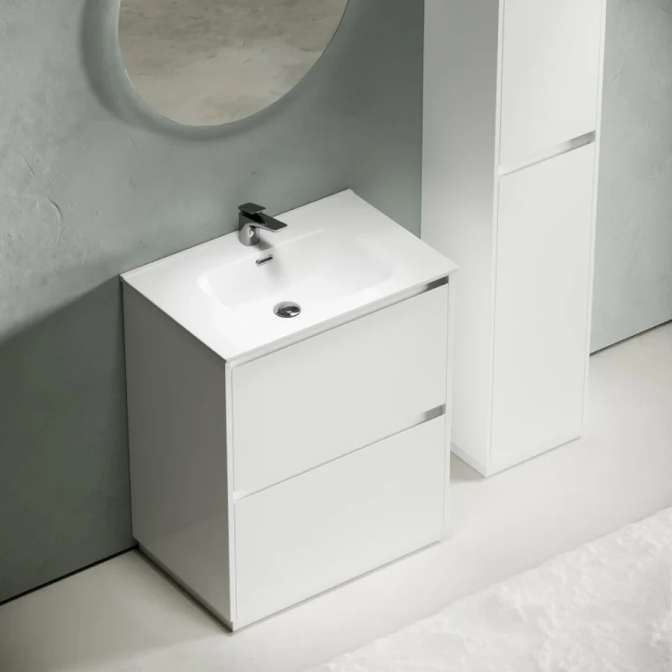 Мебель для ванной комнаты Sancos Libra Floor 70 белый глянец, белая раковина CN7007