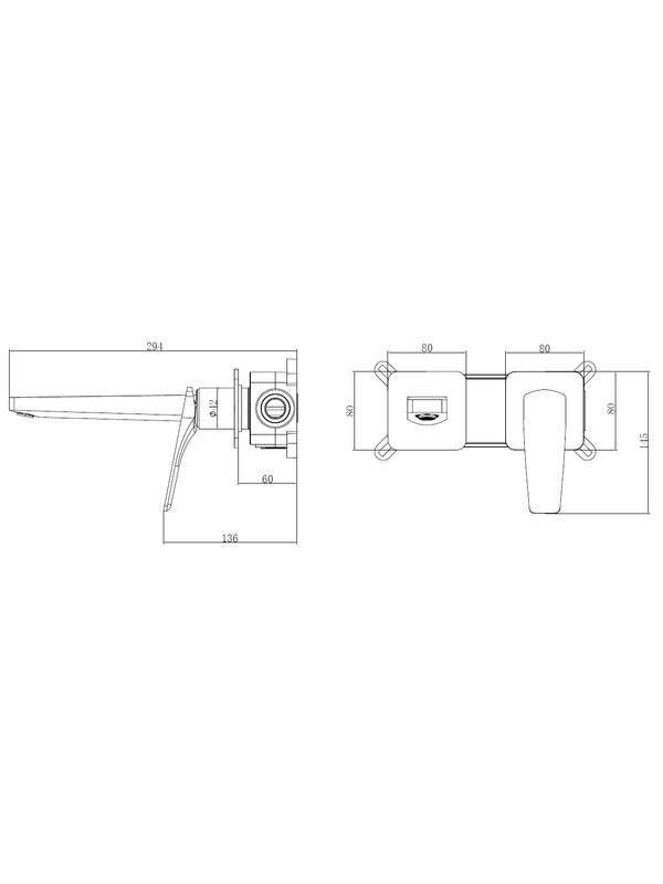 Смеситель для раковины Vincea Puro VBFW-5P01CH С ВНУТРЕННЕЙ ЧАСТЬЮ, хром