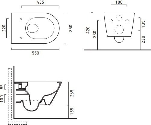 Унитаз подвесной Catalano Zero 55х35, белый глянцевый, тонкое сиденье, с микролифтом