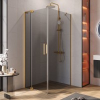 Душевой уголок Cezares Slider AH 1 90-80/90 GRIGIO BORO профиль брашированное золото, стекло серое