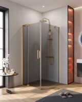 Душевой уголок Cezares Slider AH 1 90-80/90 GRIGIO BORO профиль брашированное золото, стекло серое