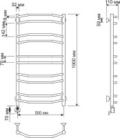 Полотенцесушитель электрический Secado Агата 4 105x55 см, подключение слева, бронза, лесенка, латунь