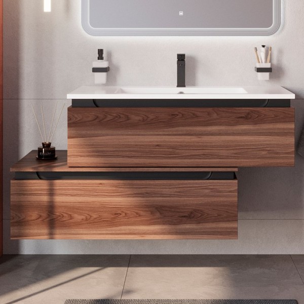 Тумба под раковину Cezares Slider 100 подвесная, 2 ящика,орех дымчатый