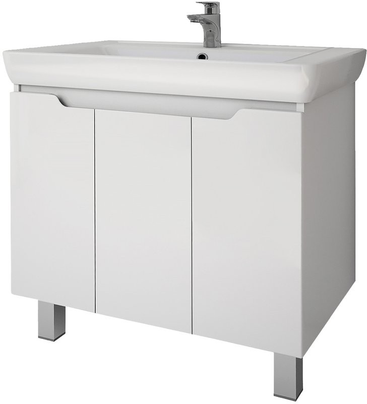 Тумба с раковиной Dreja Q Plus (D) 80 подвесная, белый глянец