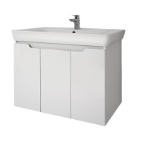 Тумба с раковиной Dreja Q Plus (D) 80 подвесная, белый глянец