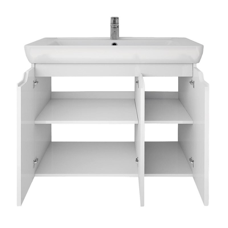 Тумба с раковиной Dreja Q Plus (D) 80 подвесная, белый глянец