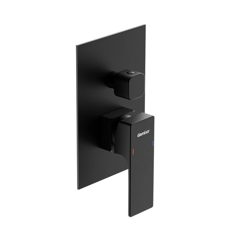 Душевая система с тропическим душем Damixa Gala 953510300 черная матовая, скрытого монтажа, смеситель для 3 потребителей, верхний душ, излив, встраиваемый душевой комплект, гарантия 10 лет, Дания