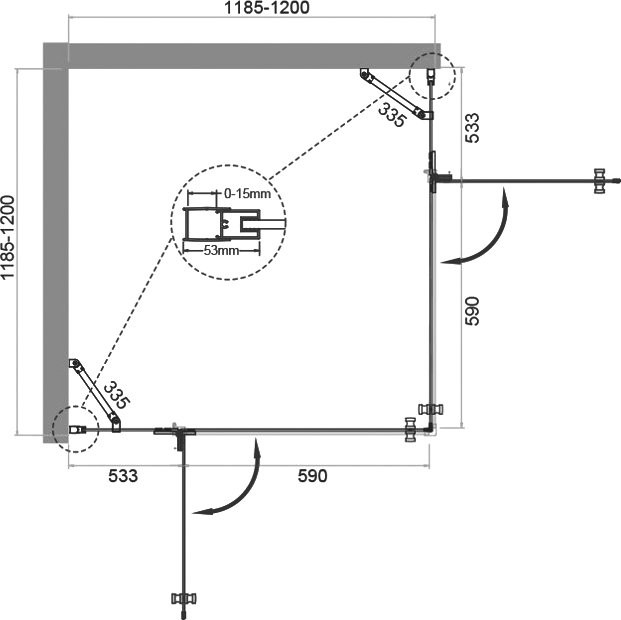 Душевой уголок BelBagno Kraft A-22-120-C-Cr