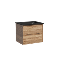 Тумба с раковиной Sancos Marmi 2.0 60 черная раковина, дуб чарльстон