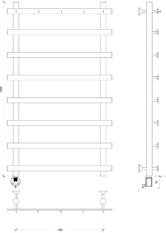Полотенцесушитель электрический Secado Понтида 1 К, L 100x60 см, подключение слева, глянцевый хром, лесенка
