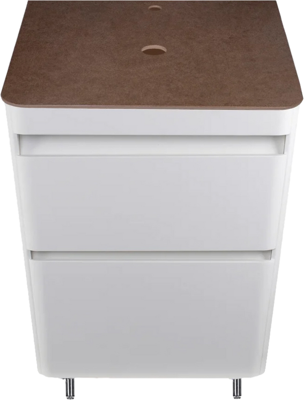 Тумба под раковину со столешницей Style Line Атлантика 60 Люкс Plus, напольная, антискрейч, матовая белая, столешница бежевая темная