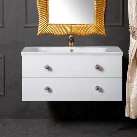 Тумба с раковиной Armadi Art NeoArt 100 white с ручками Flora золото