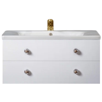 Тумба с раковиной Armadi Art NeoArt 100 white с ручками Flora золото