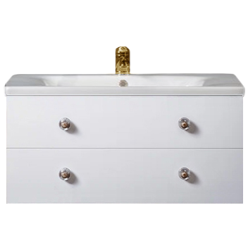 Тумба с раковиной Armadi Art NeoArt 100 white с ручками Flora золото