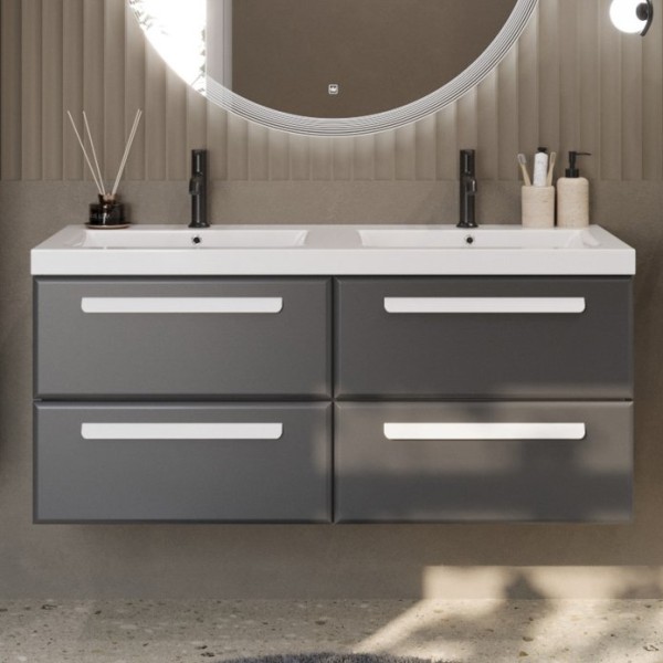 Тумба с раковиной Cezares Eco 120 4 ящика, ручки сатин, grafito