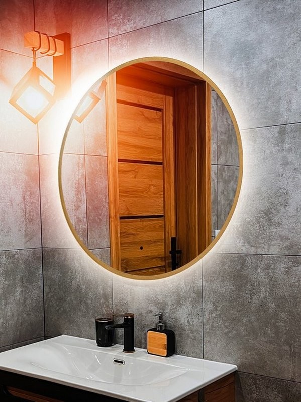 Зеркало круглое Abber Mond AG6204SCG-0.77 77 см, с подсветкой, золото