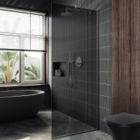 Душевая перегородка Maybahglass MGD-1355-5у 99 см, профиль хром матовый, стекло графит