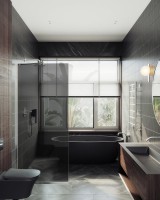 Душевая перегородка Maybahglass MGD-1355-5у 99 см, профиль хром матовый, стекло графит