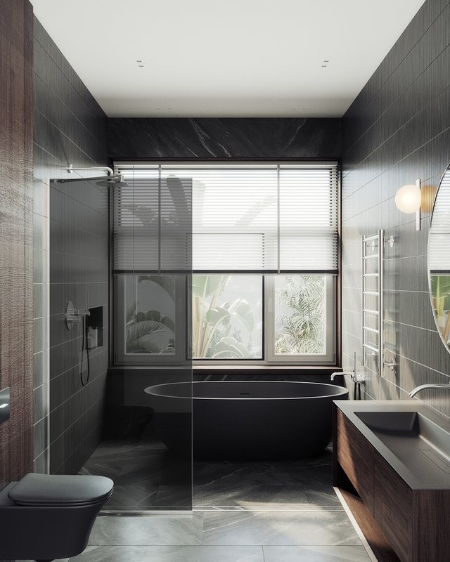 Душевая перегородка Maybahglass MGD-1355-5у 99 см, профиль хром матовый, стекло графит