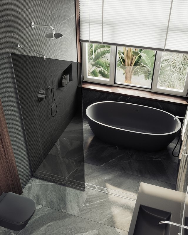 Душевая перегородка Maybahglass MGD-1355-5у 99 см, профиль хром матовый, стекло графит