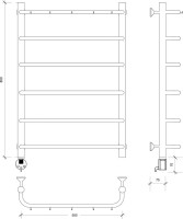 Полотенцесушитель электрический Secado Мерида 1 К 80x50 см, подключение слева, матовый черный, лесенка