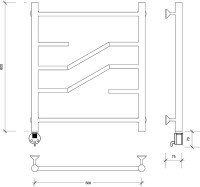 Полотенцесушитель электрический Secado Риволи 4673739241523 60x50 см, подключение справа, матовый черный, лесенка