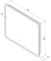 Зеркало Art&Max Messina AM-Mes-700-500-DS-F 70х50 белое, с LED-подсветкой, 6000К