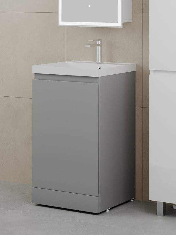 Тумба под раковину без столешницы Style Line Батлер Люкс Plus 50 напольная, матовая серая