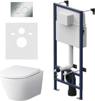 Комплект AM.PM Sense IS70151.741701 FlashClean с сиденьем микролифт, кнопка смыва хром глянцевая