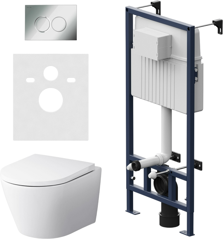 Комплект AM.PM Sense IS70151.741701 FlashClean с сиденьем микролифт, кнопка смыва хром глянцевая