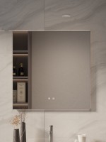 Зеркало Vincea VLM-4F800GM-2 80x80, с подсветкой и антизапотевателем, вороненая сталь