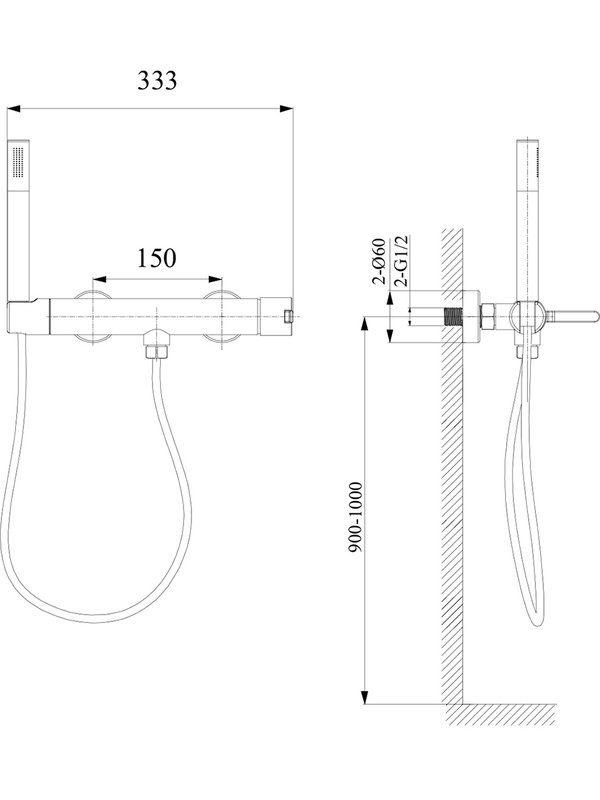 Смеситель для душа AltroBagno Unione AltroBagnoUnione030603MB матовый черный