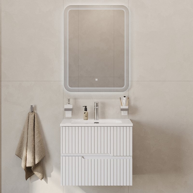 Тумба с раковиной Cezares Duet 60 bianco lucido, раковина Cezares CZR-8095-60