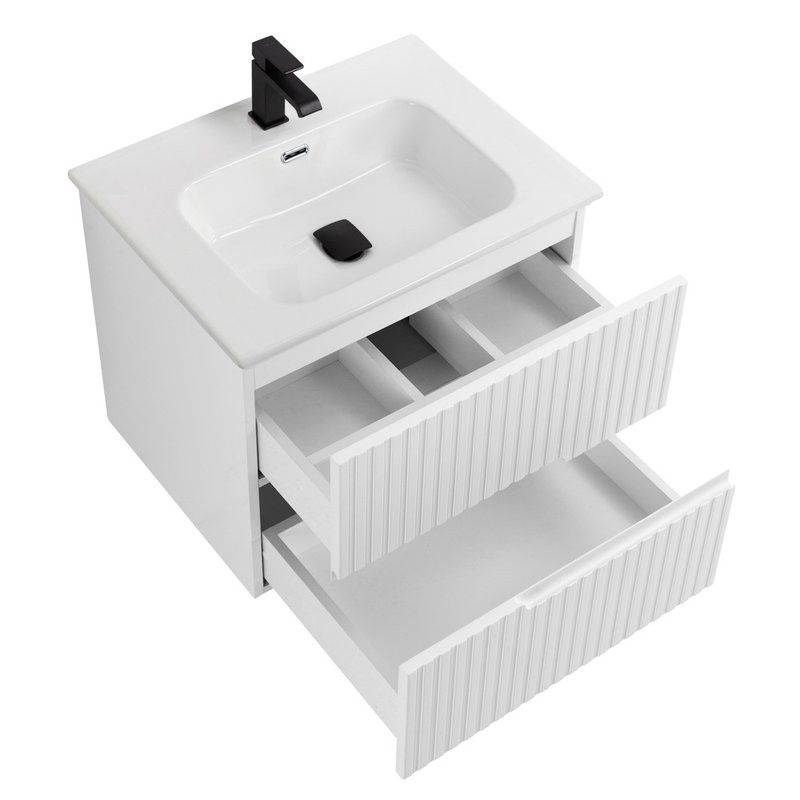 Тумба с раковиной Cezares Duet 60 bianco lucido, раковина Cezares CZR-8095-60