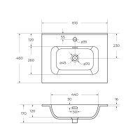 Тумба с раковиной Cezares Duet 60 bianco lucido, раковина Cezares CZR-8095-60