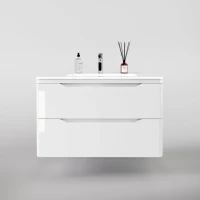 Тумба под раковину Style Line Марелла 90 подвесная, антискрейтч, белый глянец