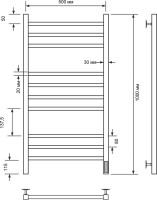 Полотенцесушитель электрический Comfysan Pioli-K EC-10 100x55 см, подключение справа, слева, матовый черный, лесенка, из стали