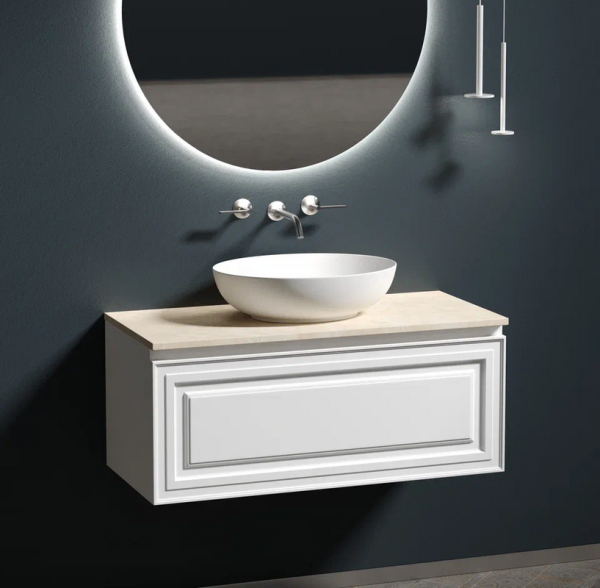 Тумба под раковину со столешницей Sancos Very 100 bianco, столешница бежевая