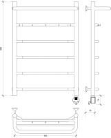 Полотенцесушитель электрический Secado Агата 1 КСП 80x50 см, подключение справа, графит, лесенка, с полкой