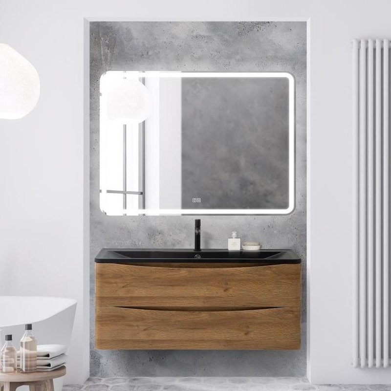 Мебель для ванной комнаты BelBagno Acqua 120 подвесная, rovere rustico, черная матовая раковина