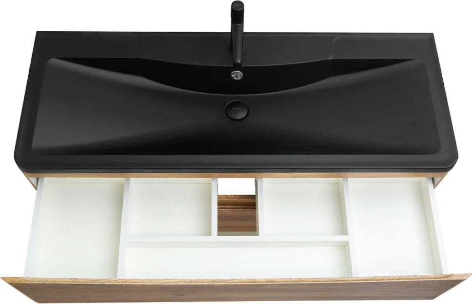 Мебель для ванной комнаты BelBagno Acqua 120 подвесная, rovere rustico, черная матовая раковина