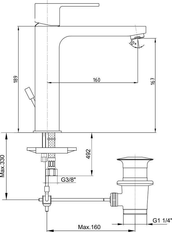 Смеситель для раковины E.C.A. Nita 102188049EX
