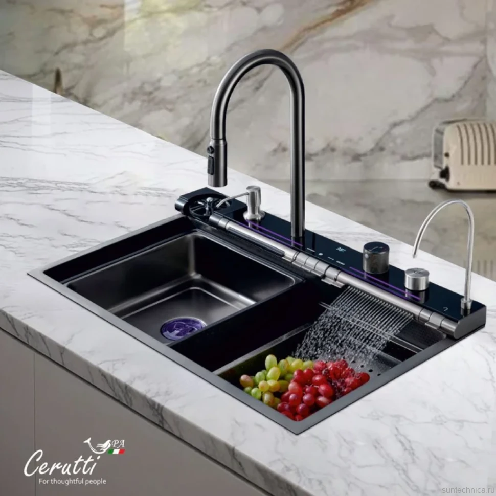 Мойка кухонная Ceruttispa Gloria Pro nano black, графит
