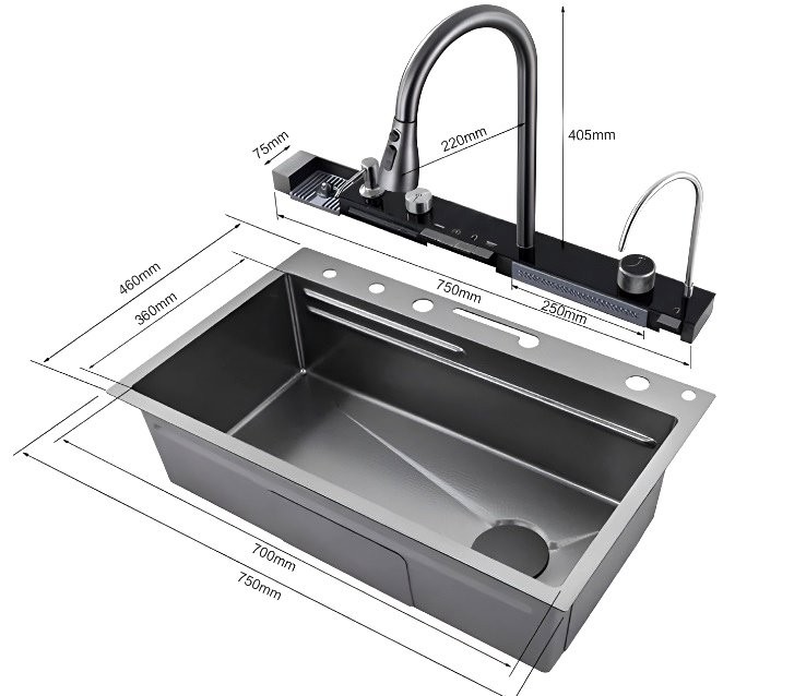 Мойка кухонная Ceruttispa Gloria Pro nano black, графит