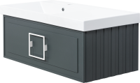 Тумба с раковиной La Fenice Cubo 90 L серая, ручка белая