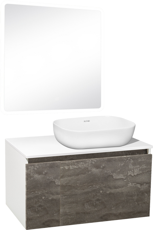 Мебель для ванной комнаты Runo Бари 80 железный камень, раковина Cuatro 50