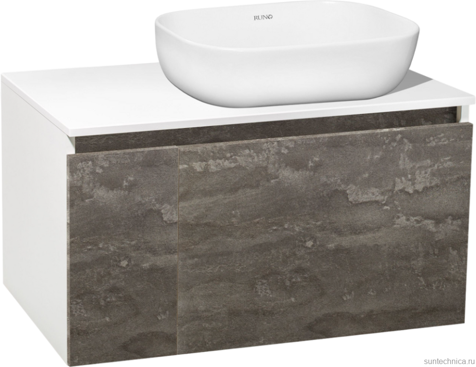 Мебель для ванной комнаты Runo Бари 80 железный камень, раковина Cuatro 50