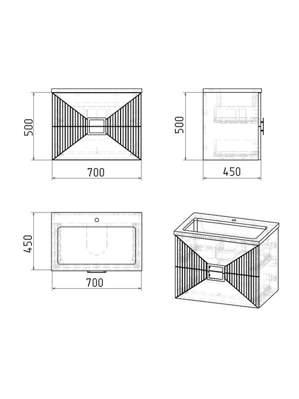 Тумба с раковиной Grossman Луксор 70 матовая белая