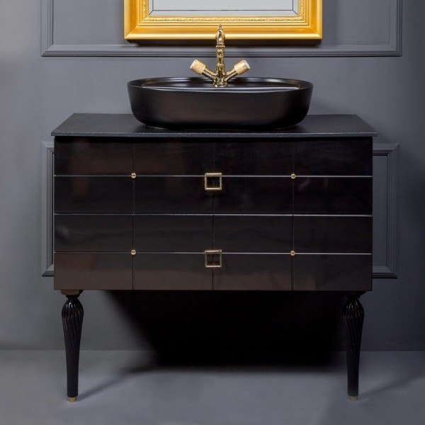 Тумба с раковиной Armadi Art Vallessi Avangarde Piazza 100 черная, с накладной раковиной